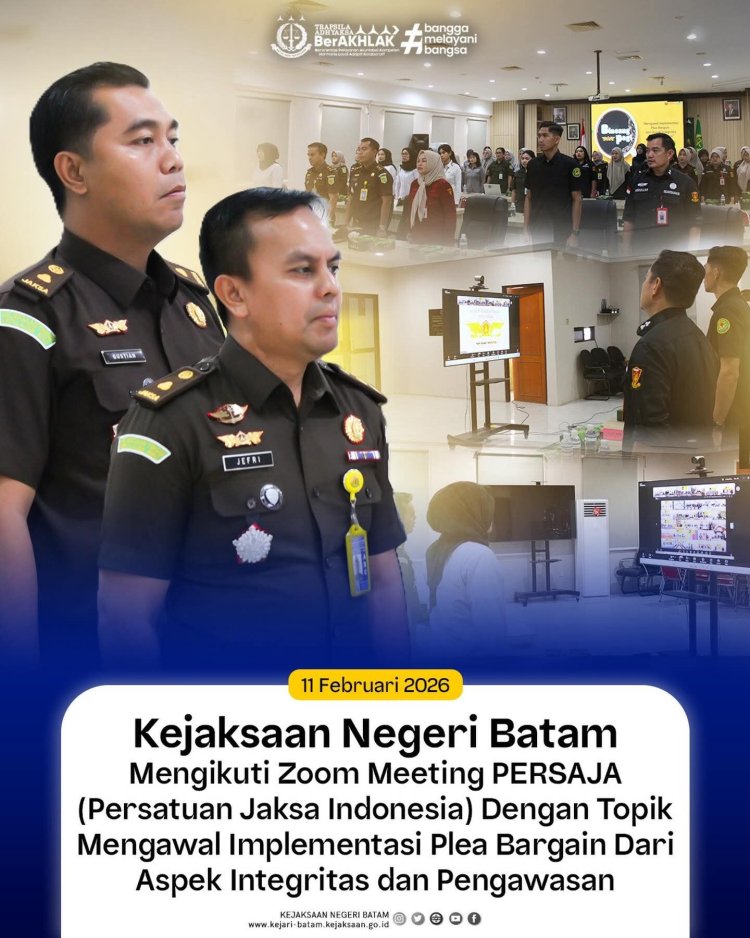 Kejari Batam Ikuti Zoom Meeting PERSAJA Bahas Implementasi Plea Bargain