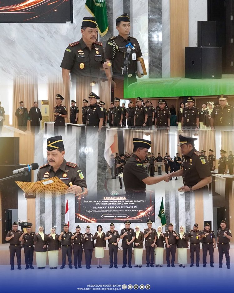 Kajati Kepri Lantik Pejabat Eselon III dan IV, Perkuat Profesionalitas dan Integritas Kejaksaan