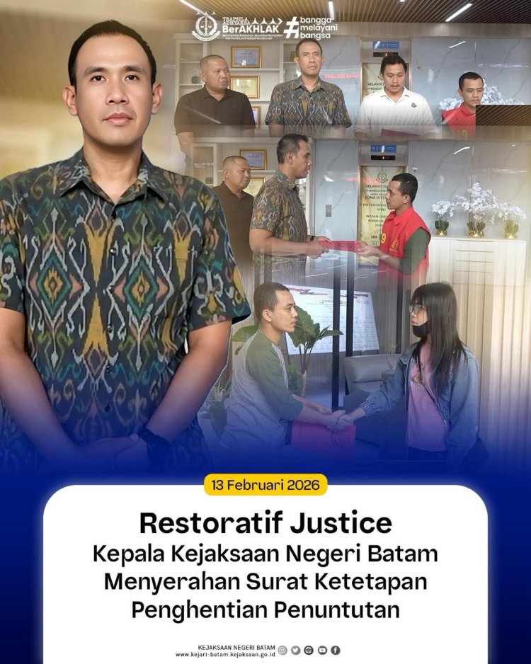 Kejari Batam Hentikan Penuntutan Kasus Pencurian Lewat Restorative Justice