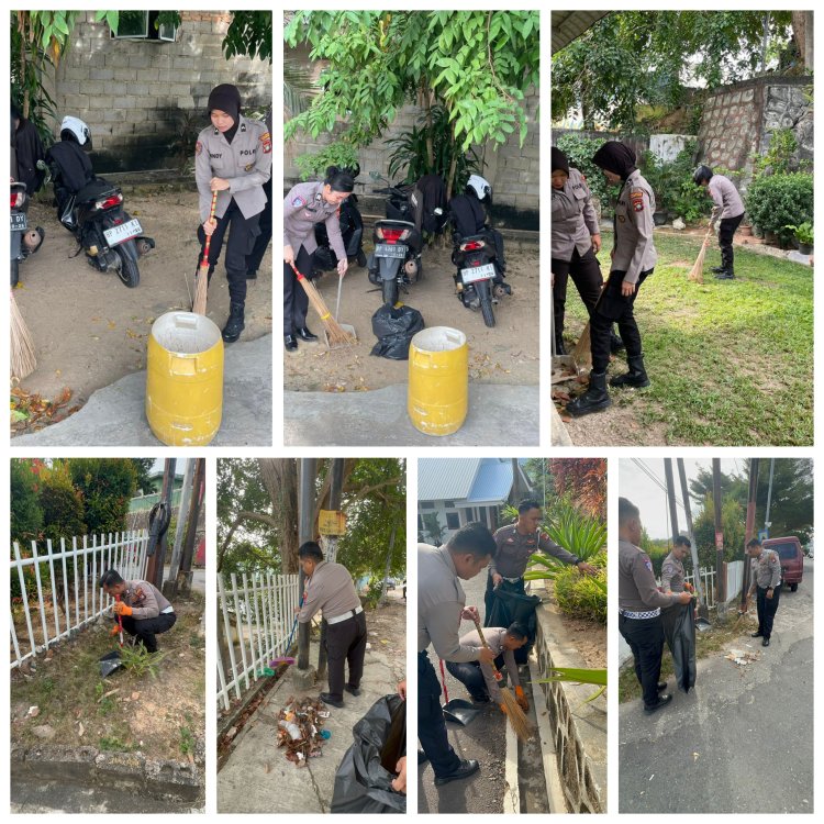 Satlantas Polresta Barelang Laksanakan Bakti Kebersihan di Gereja Baptis Galvari Wujudkan Lingkungan Bersih dan Sehat