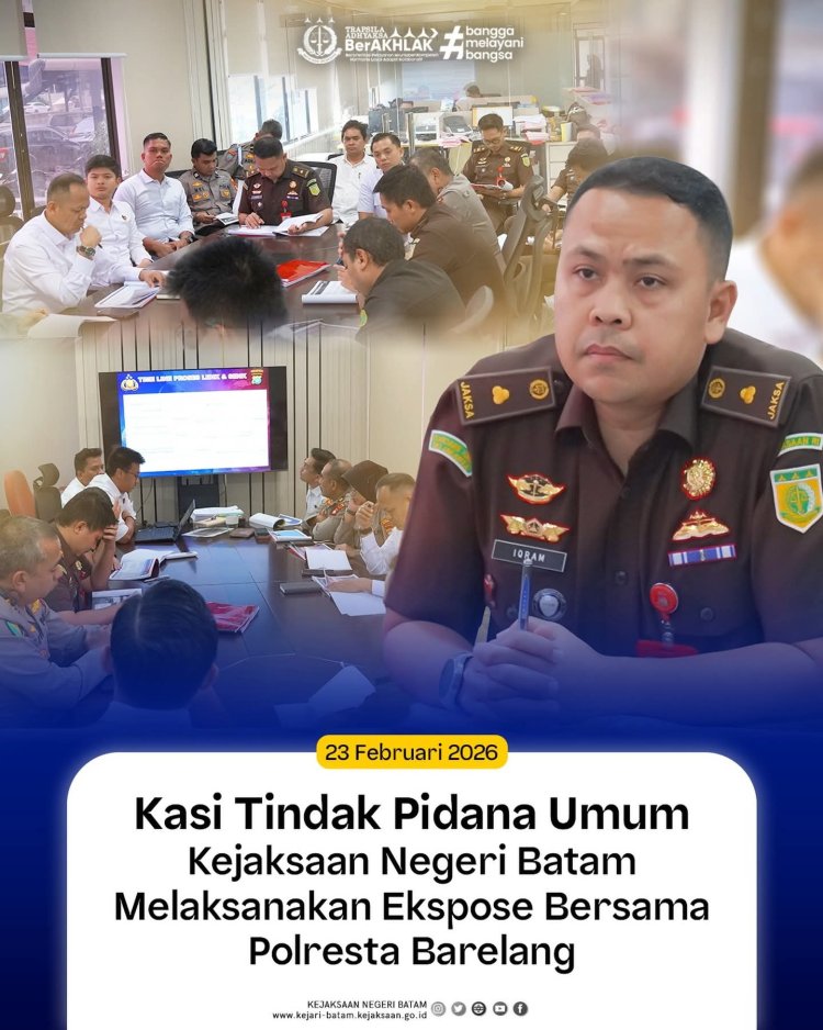 Kejari Batam Gelar Ekspose Perkara Pidana Umum Bersama Polresta Barelang