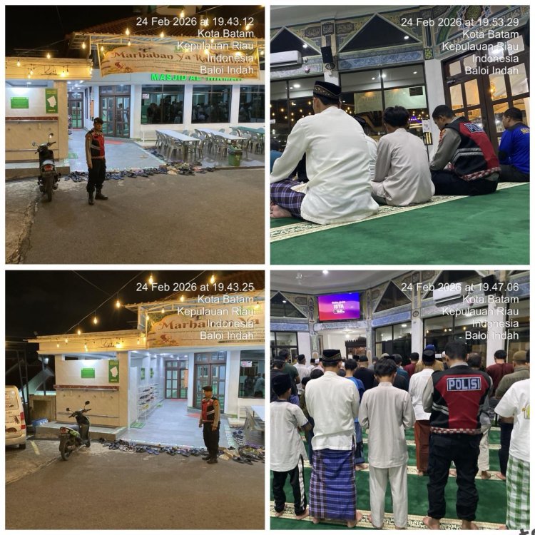 Polsek Lubuk Baja Amankan Salat Isya dan Tarawih di Masjid Al-Hikmah Baloi Indah