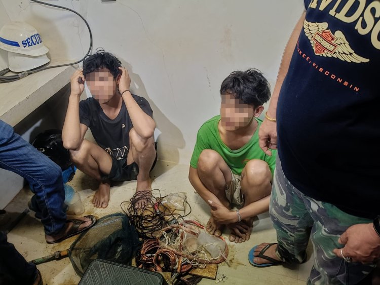 Respon Cepat Layanan 110, Polsek Nongsa Amankan Dua Terduga Pelaku Pencurian Kabel Tembaga di PT Blue Steel