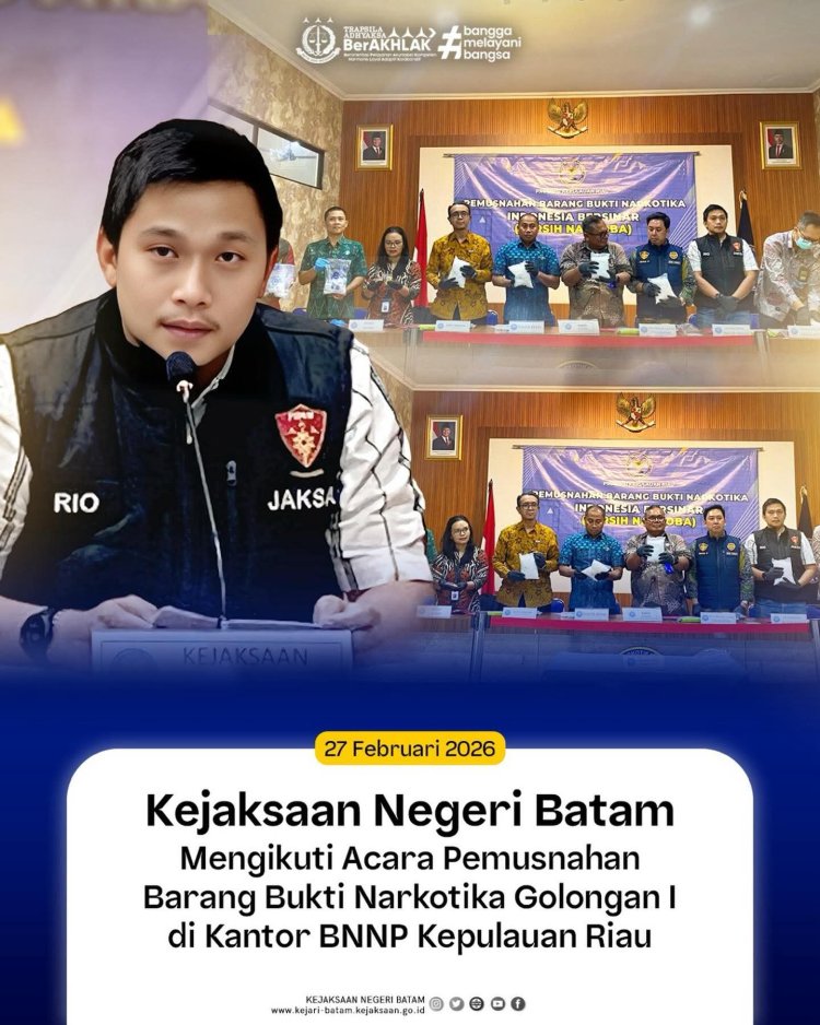 Kejari Batam Ikuti Pemusnahan Barang Bukti Narkotika di BNNP Kepri