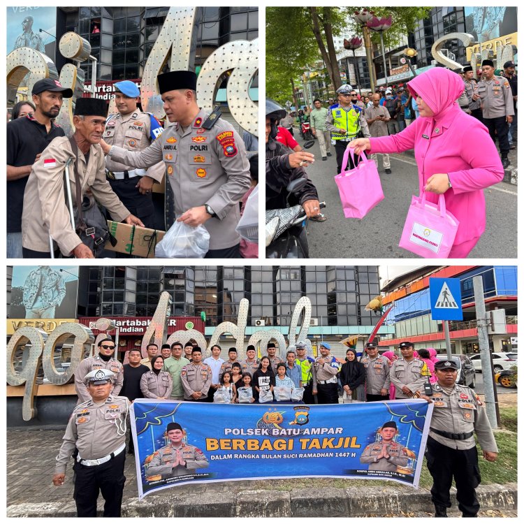 Polsek Batu Ampar dan Bhayangkari Bagikan 100 Paket Takjil di Sei Jodoh Batu Ampar