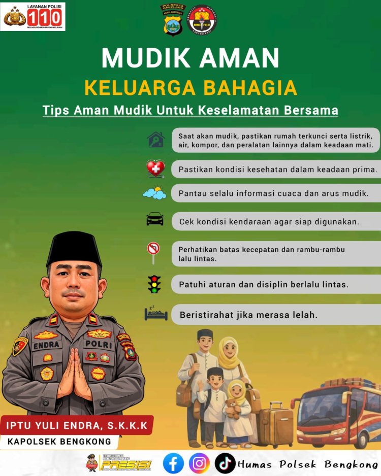 Tips Mudik 2026 Aman, Nyaman dan Selamat sampai Tujuan dari Polsek Bengkong