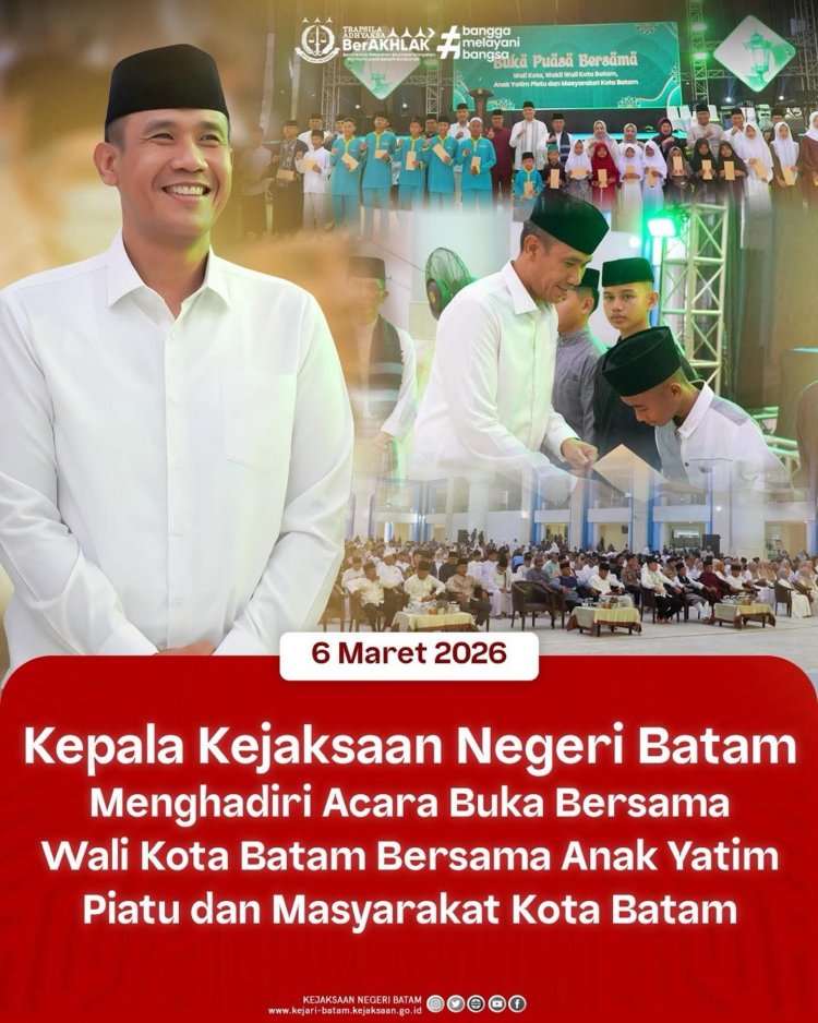 Kajari Batam Hadiri Buka Puasa Bersama Wali Kota Batam di Masjid Sultan Mahmud Riayat Syah