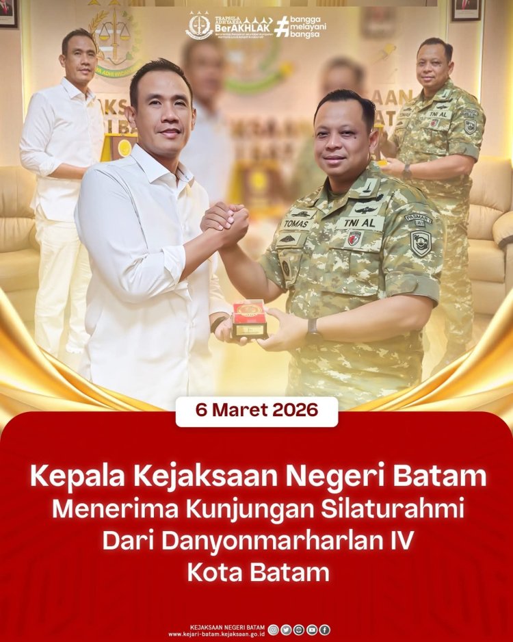 Kajari Batam Terima Kunjungan Silaturahmi Komandan Yonmarhanlan IV, Perkuat Sinergitas Antar Instansi