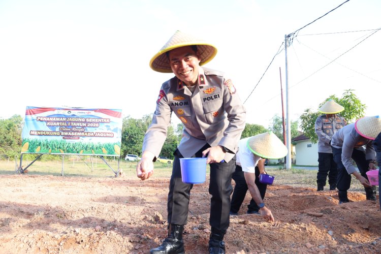 POLDA KEPRI IKUTI TANAM RAYA JAGUNG SERENTAK KUARTAL I DUKUNG SWASEMBADA PANGAN NASIONAL