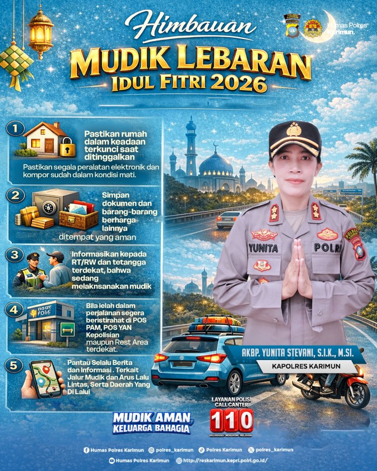 Polres Karimun Imbau Masyarakat Waspada Saat Mudik Lebaran 2026