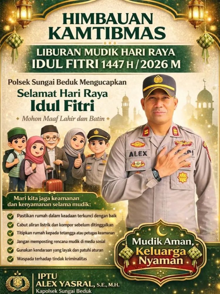 Polsek Sungai Beduk Berikan Himbauan Kamtibmas Selama Libur Mudik Idul Fitri 1447 H