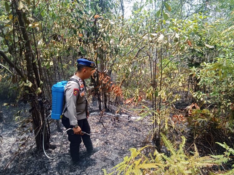 POLDA KEPRI DAN JAJARAN BERSAMA TIM GABUNGAN BERHASIL KENDALIKAN KEBAKARAN LAHAN DI 5 TITIK API DI KOTA BATAM