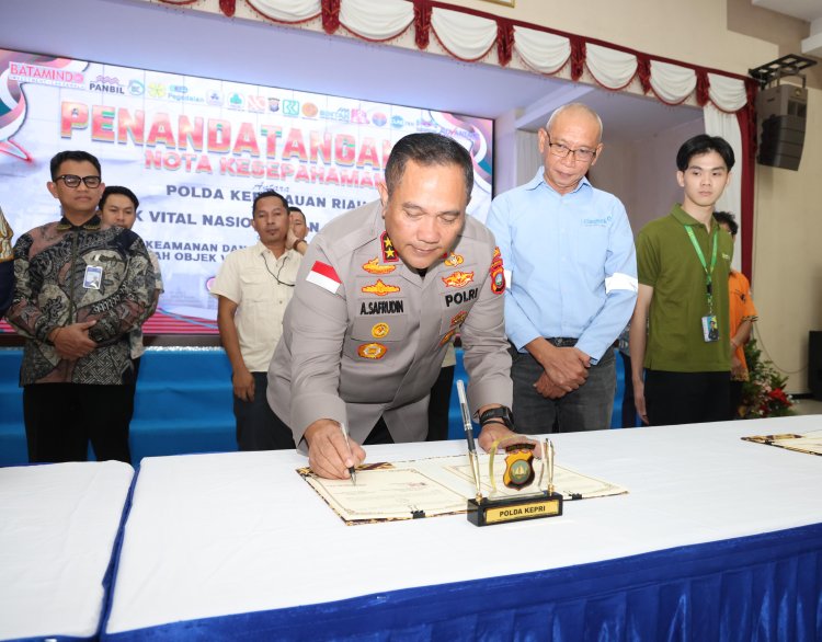 PERKUAT KEAMANAN OBJEK VITAL NASIONAL, POLDA KEPRI TANDATANGANI NOTA KESEPAHAMAN DORONG IKLIM INVESTASI