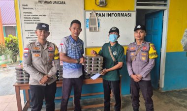 Polsek Daik Lingga Kawal Distribusi 1.554 Porsi Makan Bergizi Gratis di Kecamatan Lingga