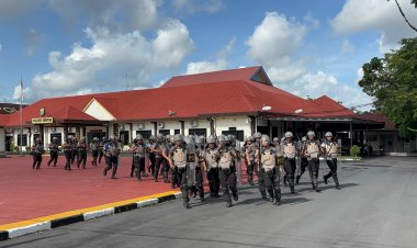 Pastikan May Day Aman, Polres Bintan "Panaskan" Pasukan Dalmas di Lapangan