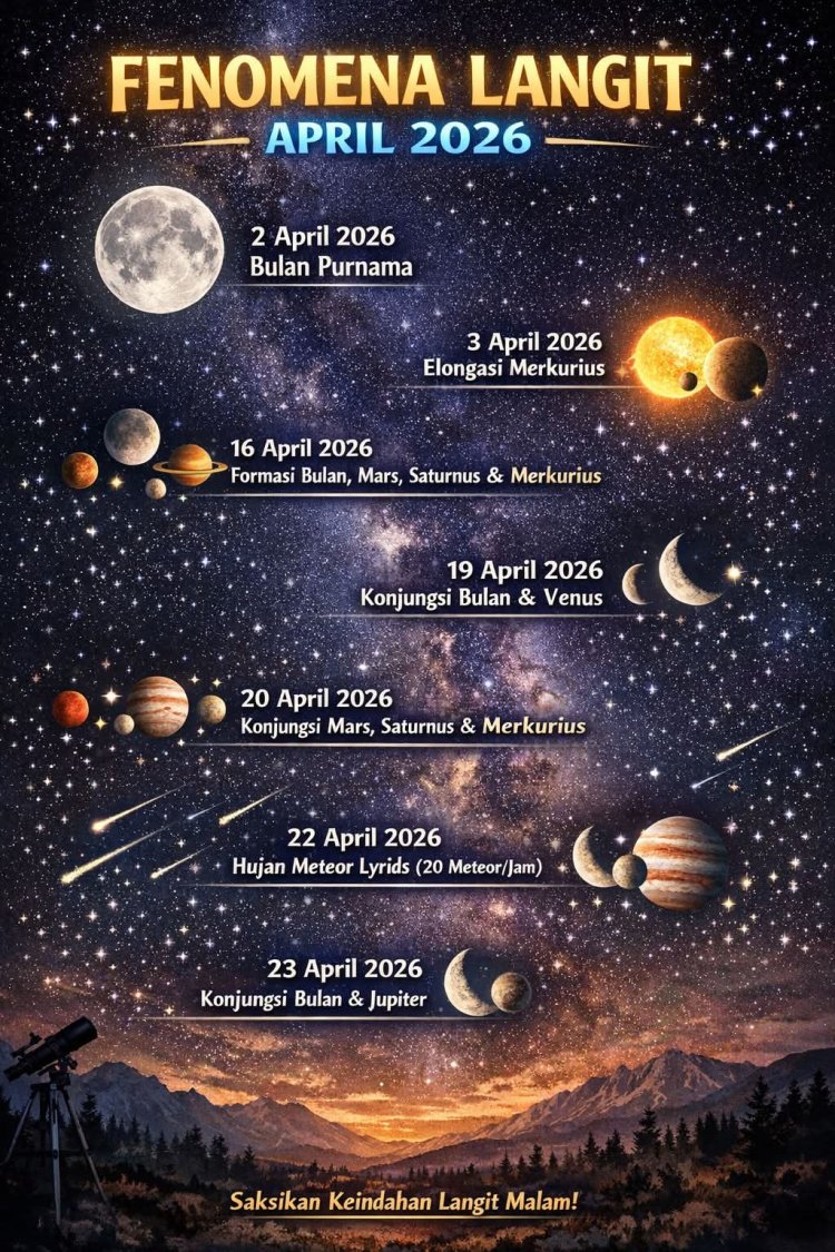 BERITA INFO ASTRONOMI: SERBUAN FENOMENA LANGIT MENARIK DI APRIL 2026