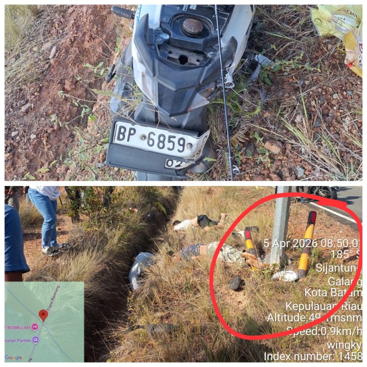 KECELAKAAN LALU LINTAS: Sepeda Motor Tabrak Tiang Listrik, Tiga Orang Meninggal Dunia di Bukit Bismillah Galang Batam
