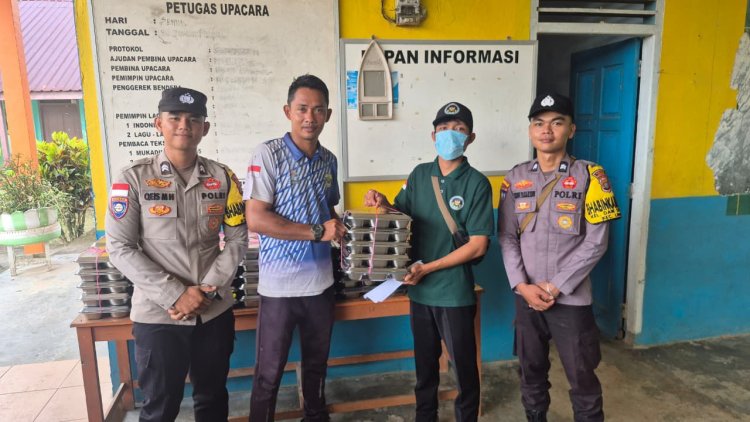 Polsek Daik Lingga Kawal Distribusi 1.554 Porsi Makan Bergizi Gratis di Kecamatan Lingga