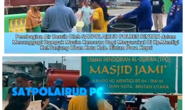 Hadapi Musim Kemarau, Satpolairud Polres Bintan Bagikan Air Bersih ke Warga