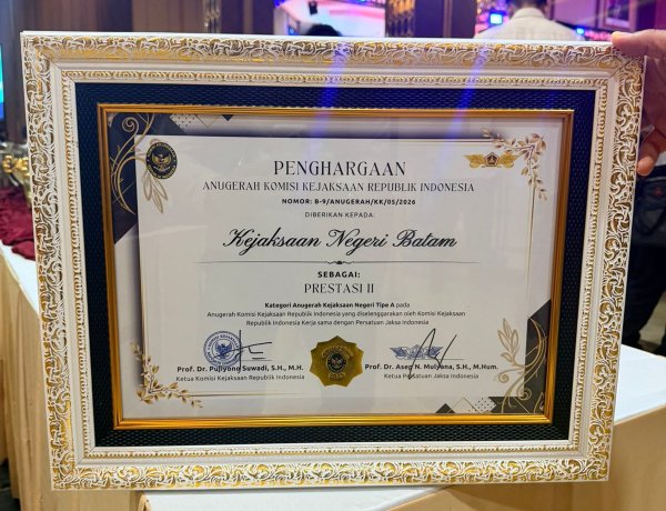 Kejari Batam Torehkan Prestasi Nasional, Raih Predikat Kejaksaan Negeri Tipe A Terbaik Kedua di Indonesia