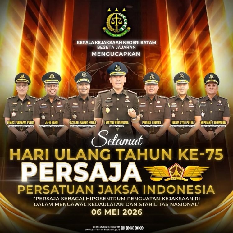 Kajari Batam Ucapkan Selamat HUT ke-75 Persaja, Tegaskan Peran Strategis Kejaksaan