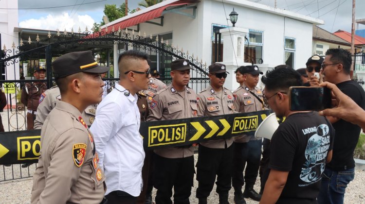 Aksi Damai Aliansi Pemuda Lingga Berjalan Tertib, Polres Kedepankan Pengamanan Humanis