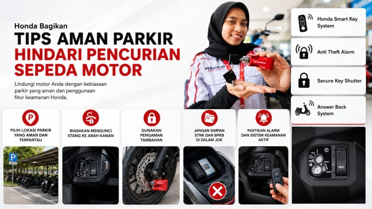 Honda Bagikan Tips Aman Parkir Hindari Pencurian Sepeda Motor