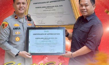 Kapolsek Batu Ampar Terima Penghargaan dari Grab Indonesia