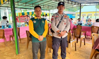 Sentuhan Humanis Polri, Kapolpos Pancur Hadir Mengawal Kegiatan Sosial  Warga Desa Duara