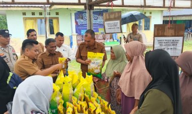 Pastikan Kegiatan Berjalan Lancar, Bhabinkamtibmas Polsek Daik Lingga Hadiri dan Amankan Pasar Murah TPID