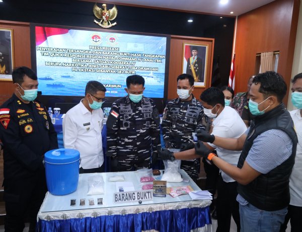 Dankodaeral IV Apresiasi Prajurit Lanal TBK Gagalkan Penyelundupan Narkoba dari Malaysia, Selamatkan 12 Ribu Generasi Bangsa