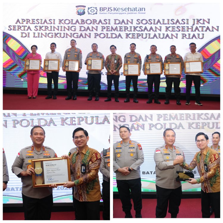 Polda Kepri Raih Penghargaan BPJS Kesehatan atas Dukungan Sukseskan Program JKN