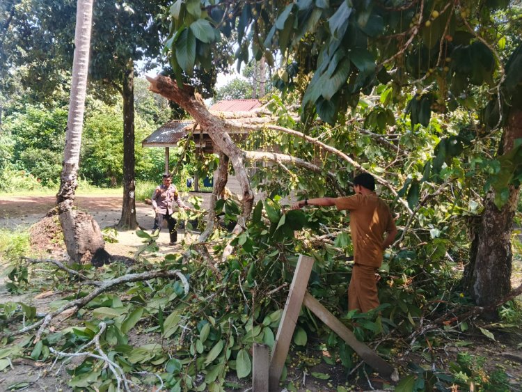 Respons Cepat Polsek Daik Lingga, Pohon Tumbang di Selayar Langsung Dievakuasi
