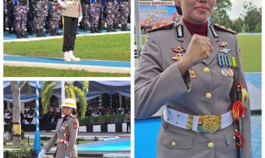 Cetak Sejarah, AKBP Nanda Jadi Polwan Pertama Komandan Upacara Hari Bhayangkara Ke 80 di Polda Kepri