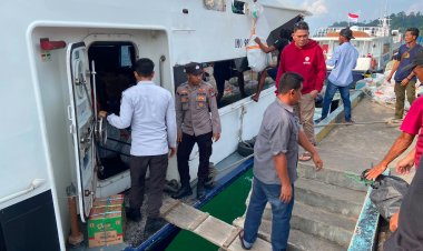 Polsek Singkep Barat Amankan Arus Keberangkatan dan Kedatangan Kapal Ferry di Pelabuhan Jagoh