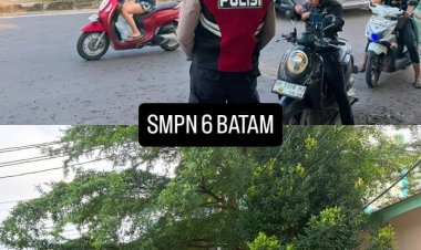 Personel Satsamapta Polresta Barelang Laksanakan Strong Point Pagi Demi Kelancaran Arus Lalu Lintas di Kota Batam