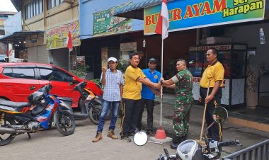 Polsek Sekupang Bersama Koramil dan Warga Pasang 50 Bendera Merah Putih Sambut HUT ke-81 RI