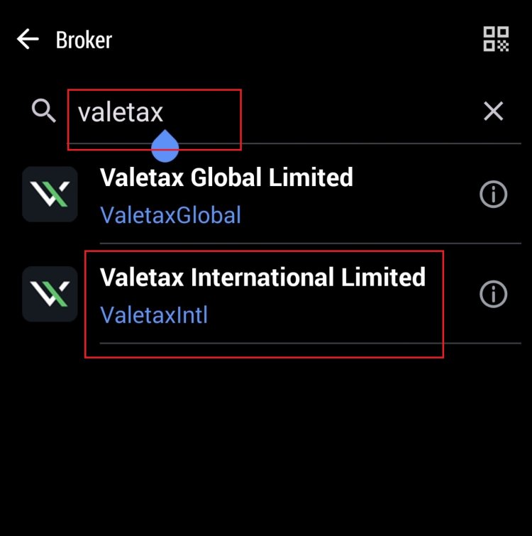 Cara mencari broker Valetax di MetaTrader 5