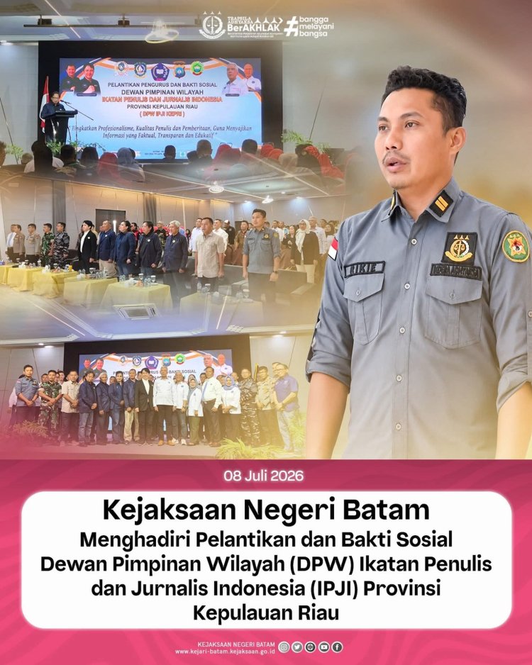 Kejari Batam Dukung Pelantikan DPW IPJI Kepri, Perkuat Sinergi dengan Insan Pers