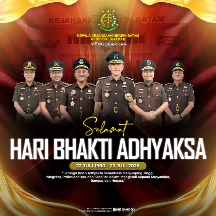 Kajari Batam I Wayan Wiradarma Sampaikan Ucapan Hari Bhakti Adhyaksa ke-66: Teguhkan Integritas dan Pengabdian untuk Negeri