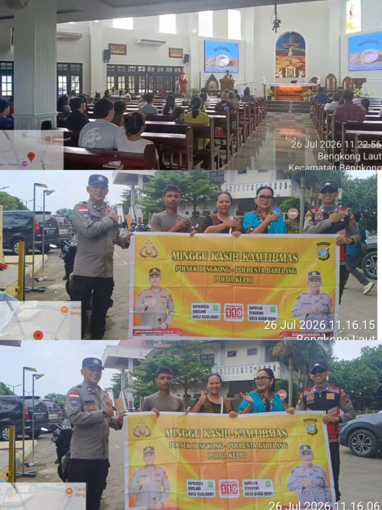 Polsek Bengkong Perkuat Sinergi dengan Jemaat Gereja Santo Damean Lewat Program Minggu Kasih