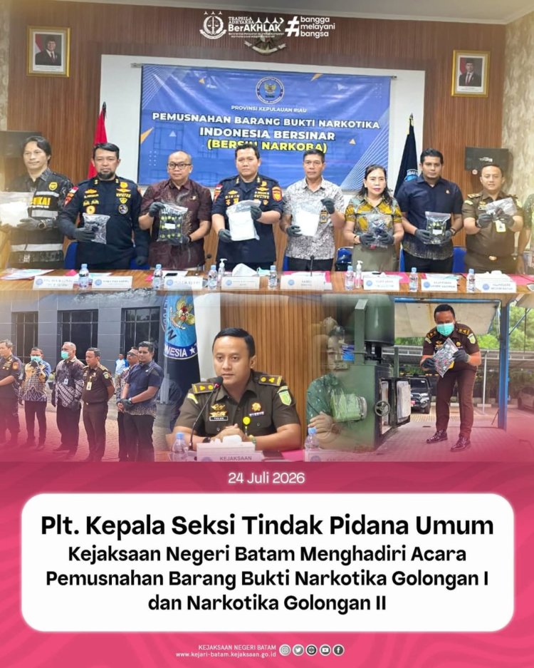 Kejari Batam Hadiri Pemusnahan Barang Bukti Narkotika di BNN Kepri, Perkuat Sinergi Berantas Narkoba