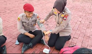 Dokkes Polres Lingga Periksa Kesehatan Personel Jelang Latihan Dalmas