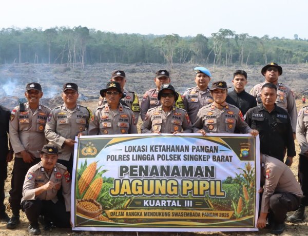 Langkah Nyata Polres Lingga Dukung Ketahanan Pangan, 2 Hektare Lahan Kembali Ditanami Jagung Pipil