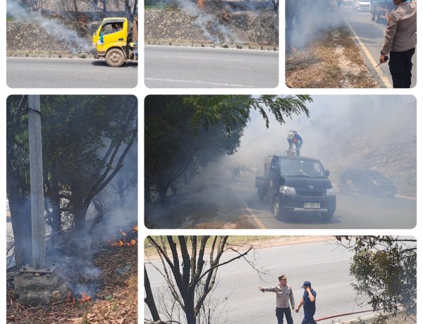 Asap Tebal Ganggu Pengguna Jalan, Polsek Sekupang Gerak Cepat Padamkan Kebakaran di Pulau Jalan