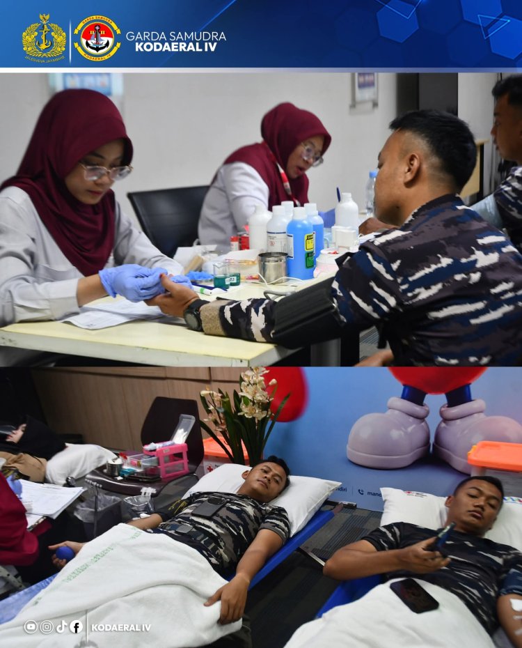 Kodaeral IV Dukung Aksi Kemanusiaan, Prajurit Jalasena Ikuti Donor Darah "Mandiri Berbagi Kebaikan"