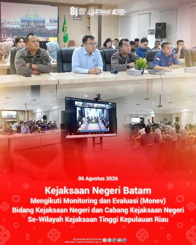 Kejari Batam Ikuti Monitoring dan Evaluasi Kinerja Kejati Kepri, Perkuat Profesionalisme dan Pelayanan Hukum