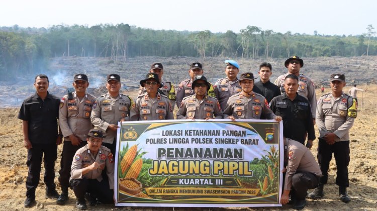 Langkah Nyata Polres Lingga Dukung Ketahanan Pangan, 2 Hektare Lahan Kembali Ditanami Jagung Pipil