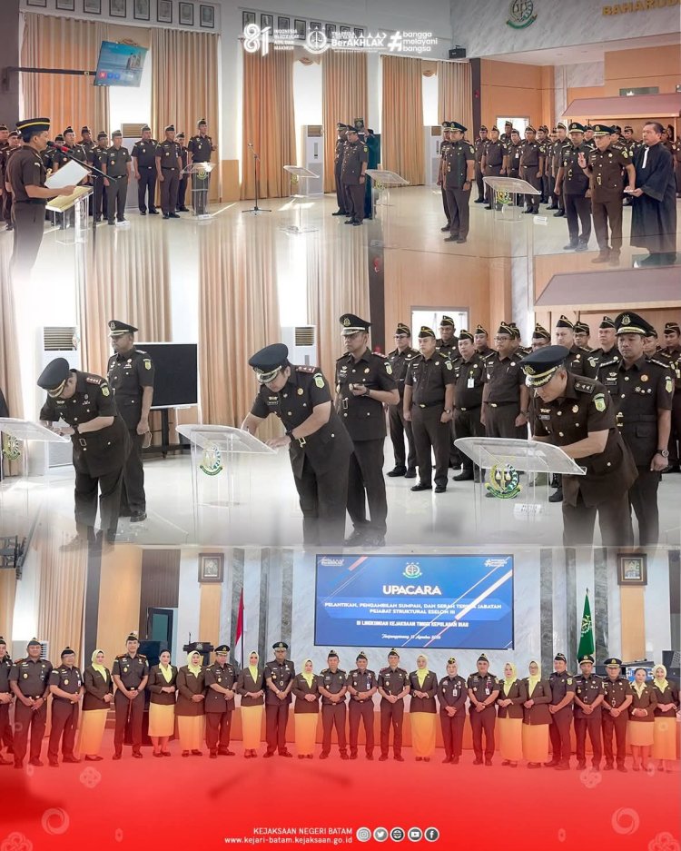 Kejari Batam Hadiri Pelantikan dan Serah Terima Jabatan Pejabat Struktural Eselon III Kejati Kepri