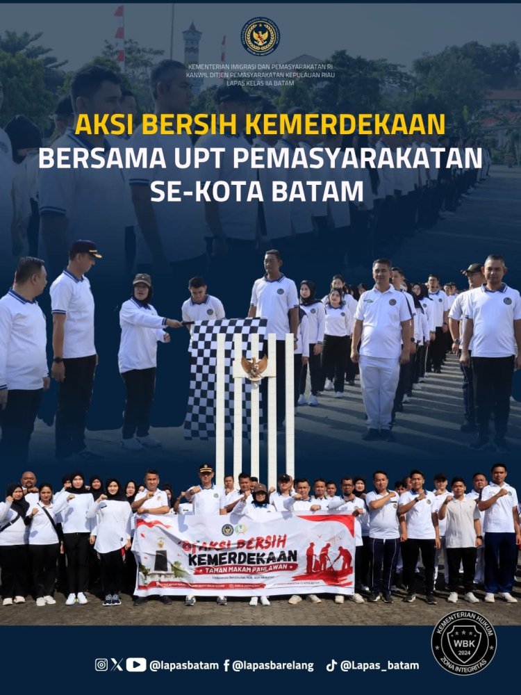 Aksi Bersih Kemerdekaan Semarak HUT ke-81 RI, UPT Pemasyarakatan se-Kota Batam Perkuat Semangat Gotong Royong